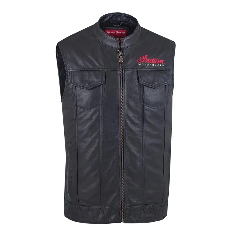 Mens Biker Leather Vest Black for Indian Motorcycles Vest in Stock Classic Red American Custom Motorcycle 1901 Riders Clothing