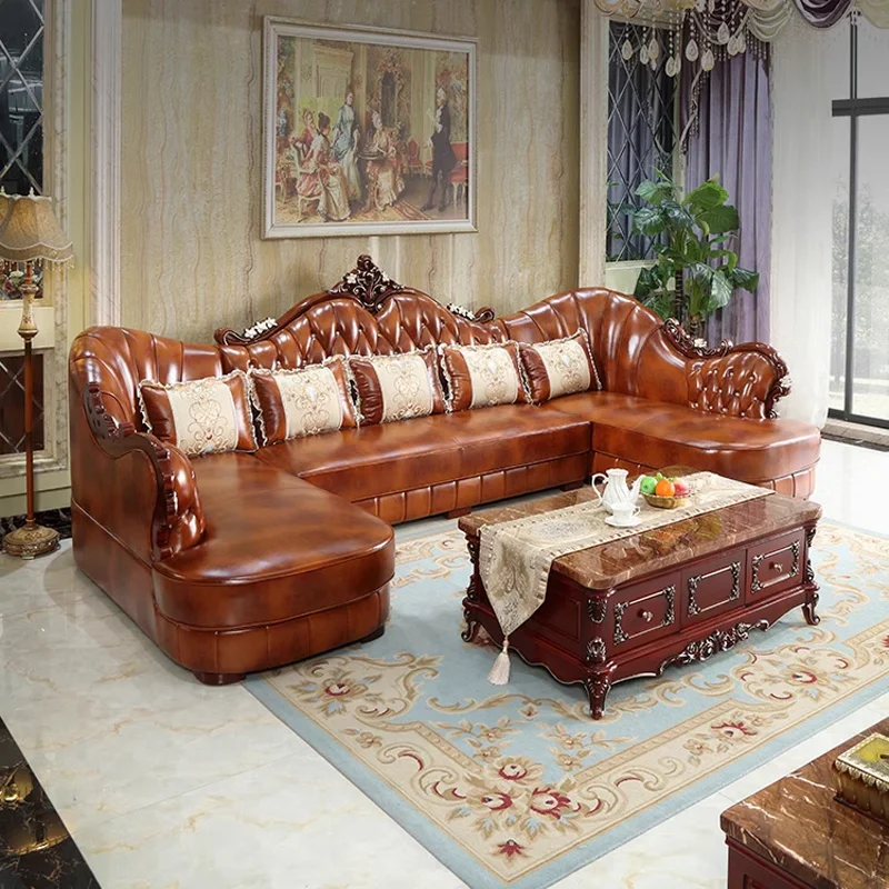 Beautiful Luxury Solid Wooden Sofa With High Quality Material Classic Antique Couch Sofa Set For Living Room CEFS053