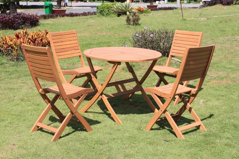 2024 New Arrival Luxury Patio Garden Furniture Outdoor Acacia Wood Acacia For Garden Table Set