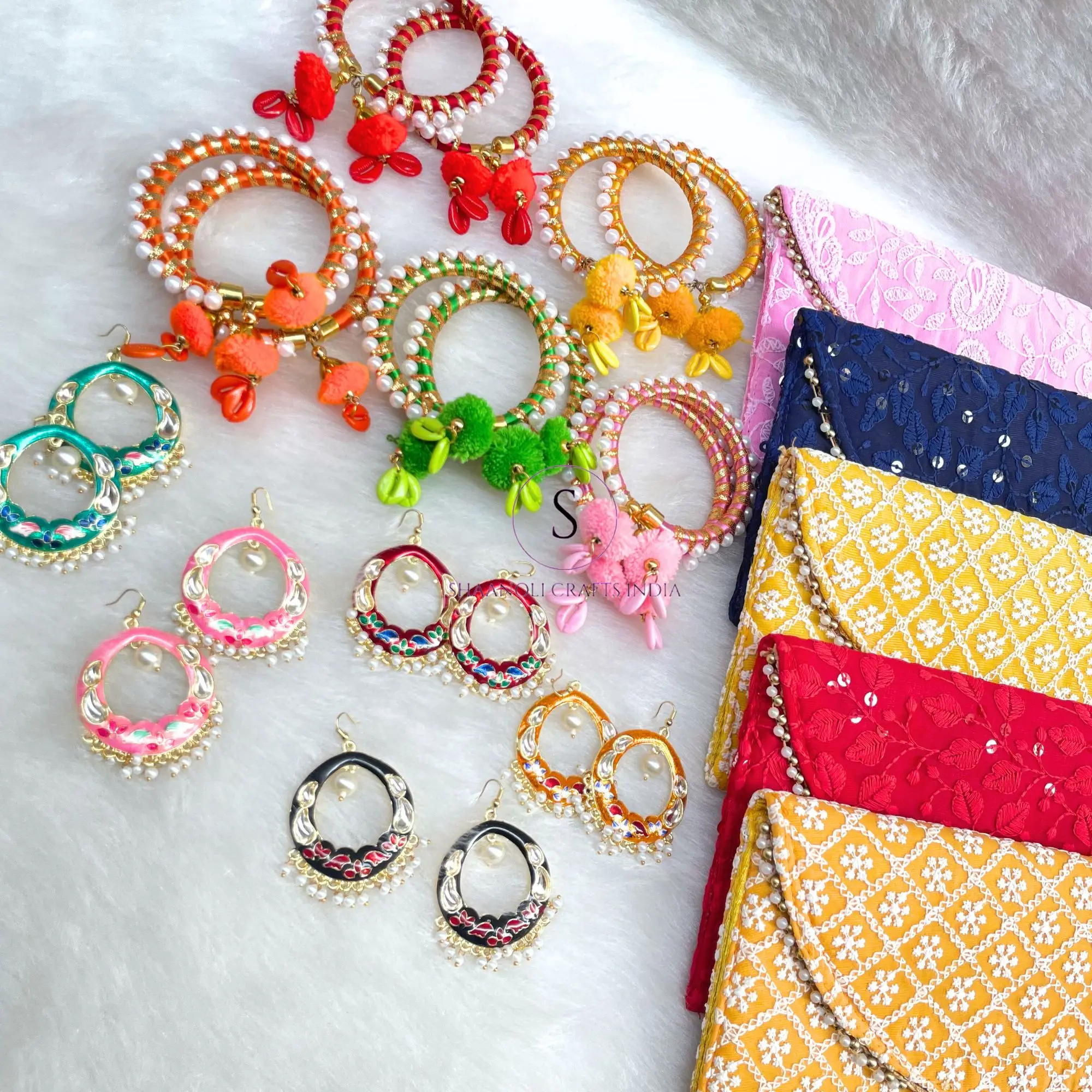 Small Color Full Decorate Your Car Handmade Cotton Cord Ethnic Embroidered Bangles Handmade 100% Designer Bangles for Wedding