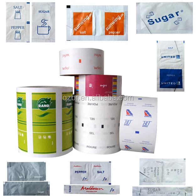 58gsm Poly Coated Paper PE Sugar/salt/pepper Sweetener Stick Sachets Package Film Roll