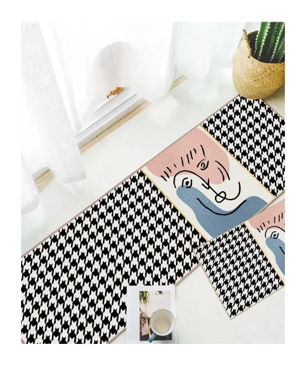 Custom kitchen carpet 2 Pieces Microfiber Moroccan Trellis Non-Slip Soft Kitchen Mat Chinese manufacture