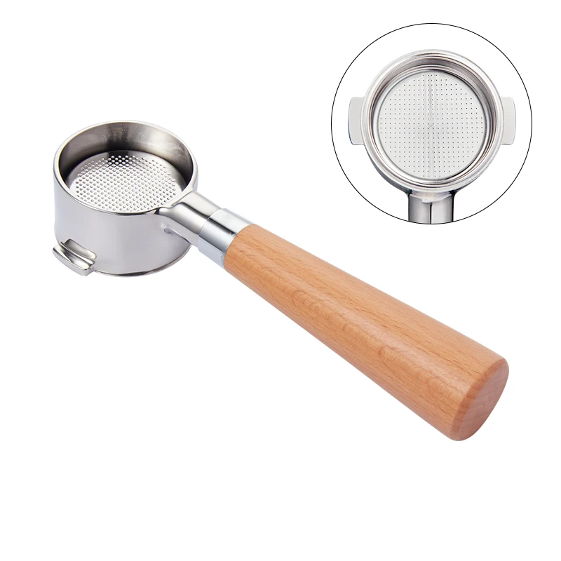 High Quality Low Price Wooden Handle Coffee Accessories Espresso  Bottomless Portafilter  3 Nails Coffee Tools As Gift