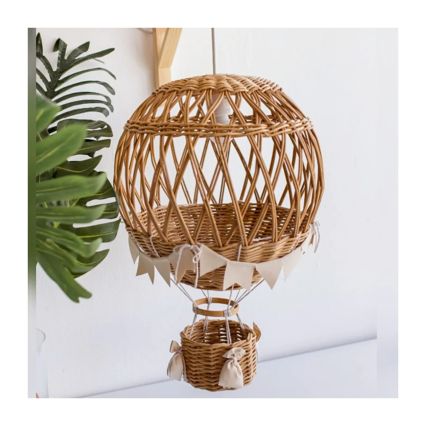 Hand woven rattan hot air balloons flying balloon prop toy event birthday decorations for kids children babies