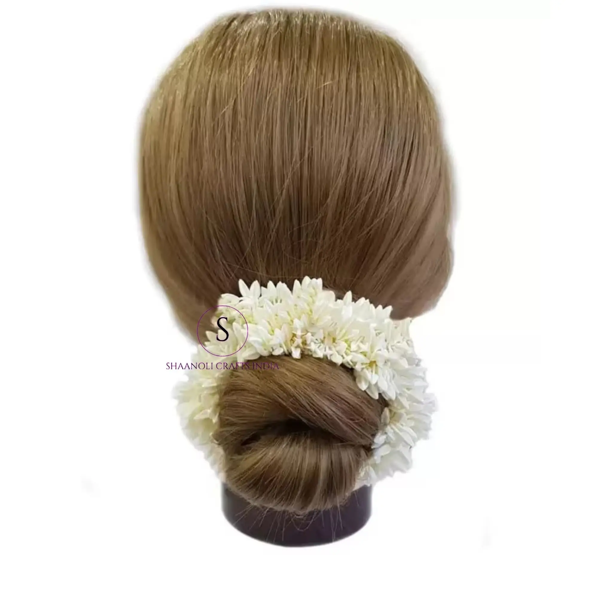 White Jasmine With Red Rose Gajra Hair Mogra Scented Rubber Band Flower Gajra Hair Accessories for Women Beautiful Design Bands