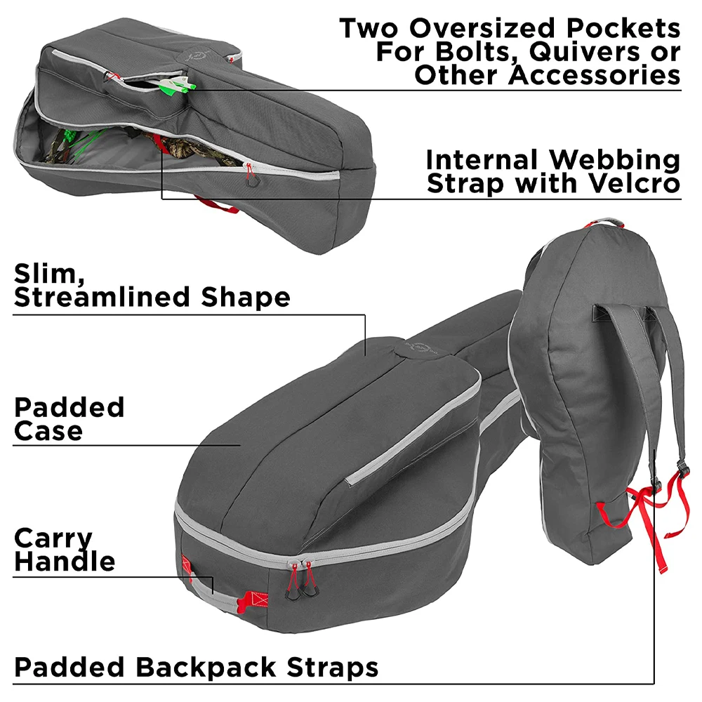Universal Crossbow Case, Padded Water Resistant outdoor Archery Gear Bag Grey/Red Wholesale