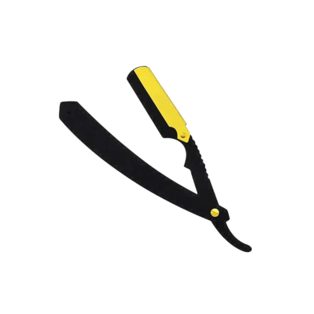 Stainless Steel Barber Razor Professional Grade, Satin Finished with Black Coated Single Blade