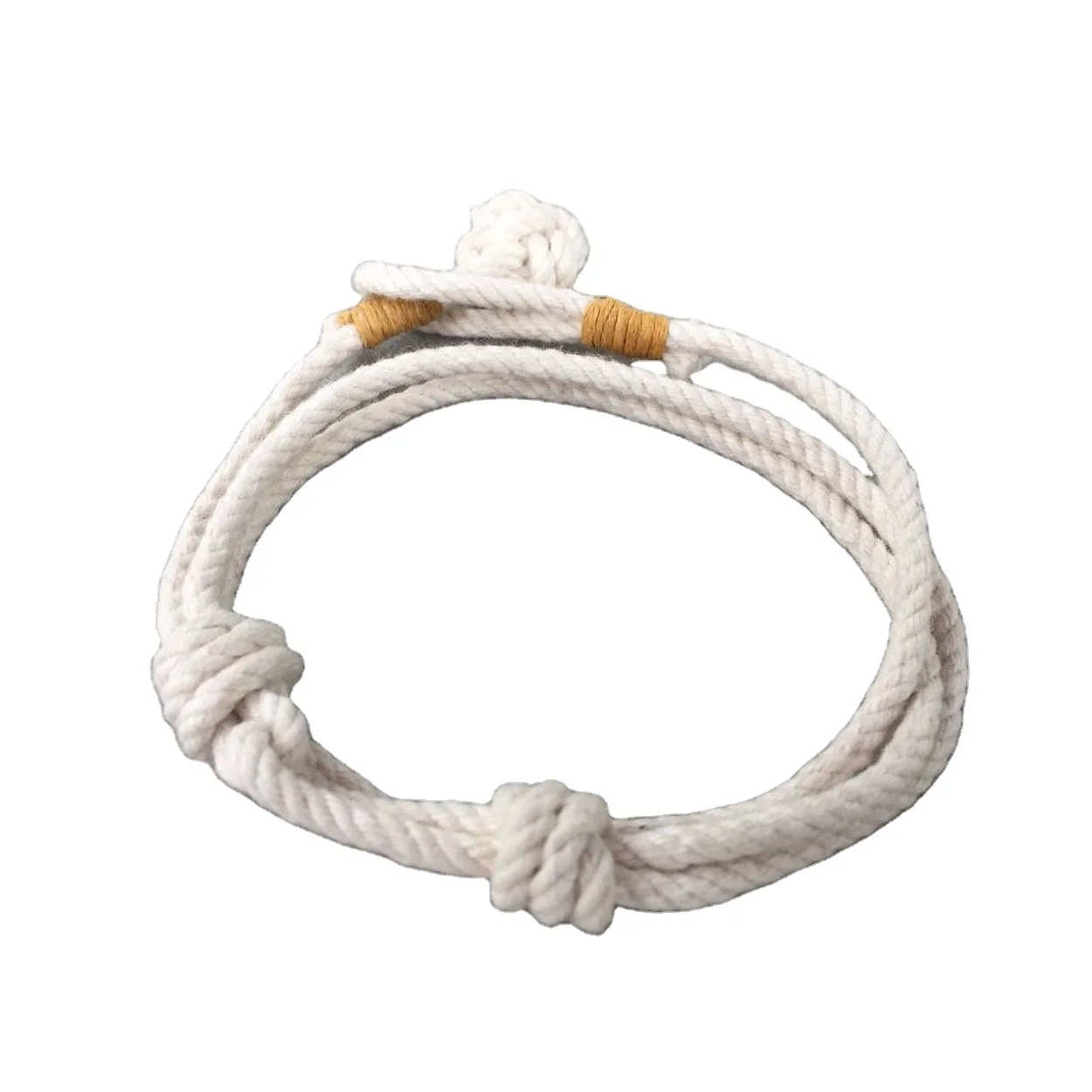 High Quality Hand Made knot rope bracelet white cotton slip knot bracelet for unisex in good price