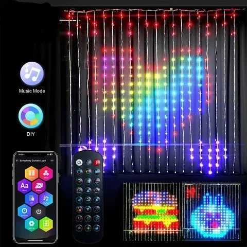LED Christmas light App Controlled Fairy Lights Led Pixel RGB Wedding Decoration DIY Picture Smart Curtain Light