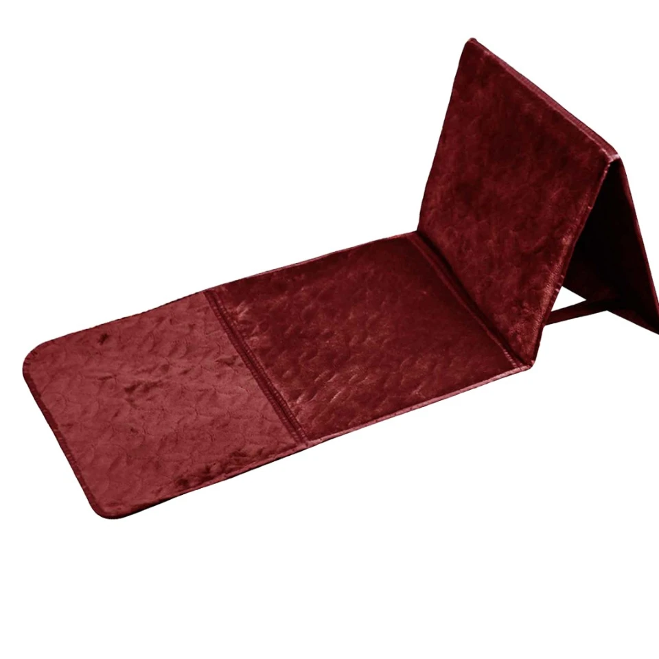 Soft Maroon Islamic Prayer Mat Foldable Polyester Muslim Rug for Living Room Take Back Rest for Prayer