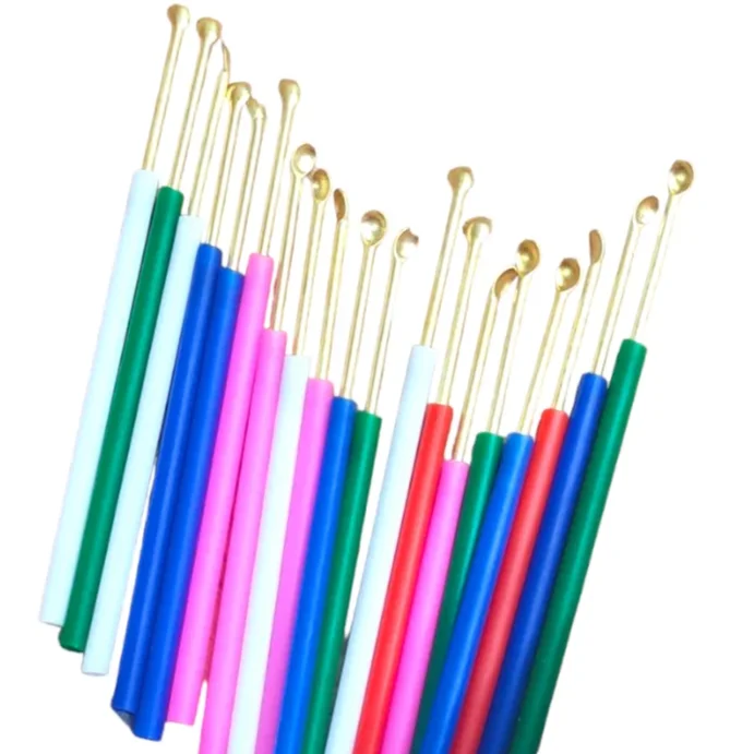 The Crocodile Color Pattern Set 12 Pcs Ear Wax Remover & Cleaner Style Ear Cleaning Spoon Brass Handmade Ready To Ship