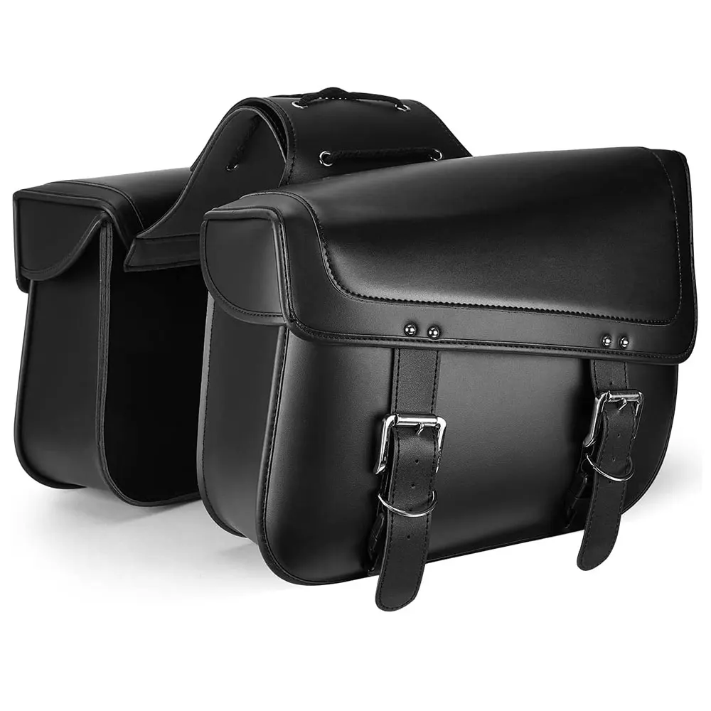 Leather Motor Saddle Side Bag Big Size For Motorcycle low price custom logo Motorbike leather made bags