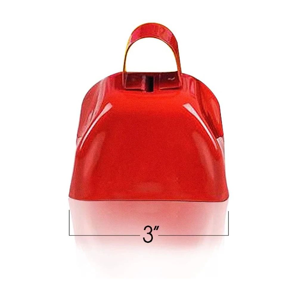 Wholesale Price Printed Logo Branded Red Cow Bell Promotional Race Cowbell Custom Cheap Cowbell