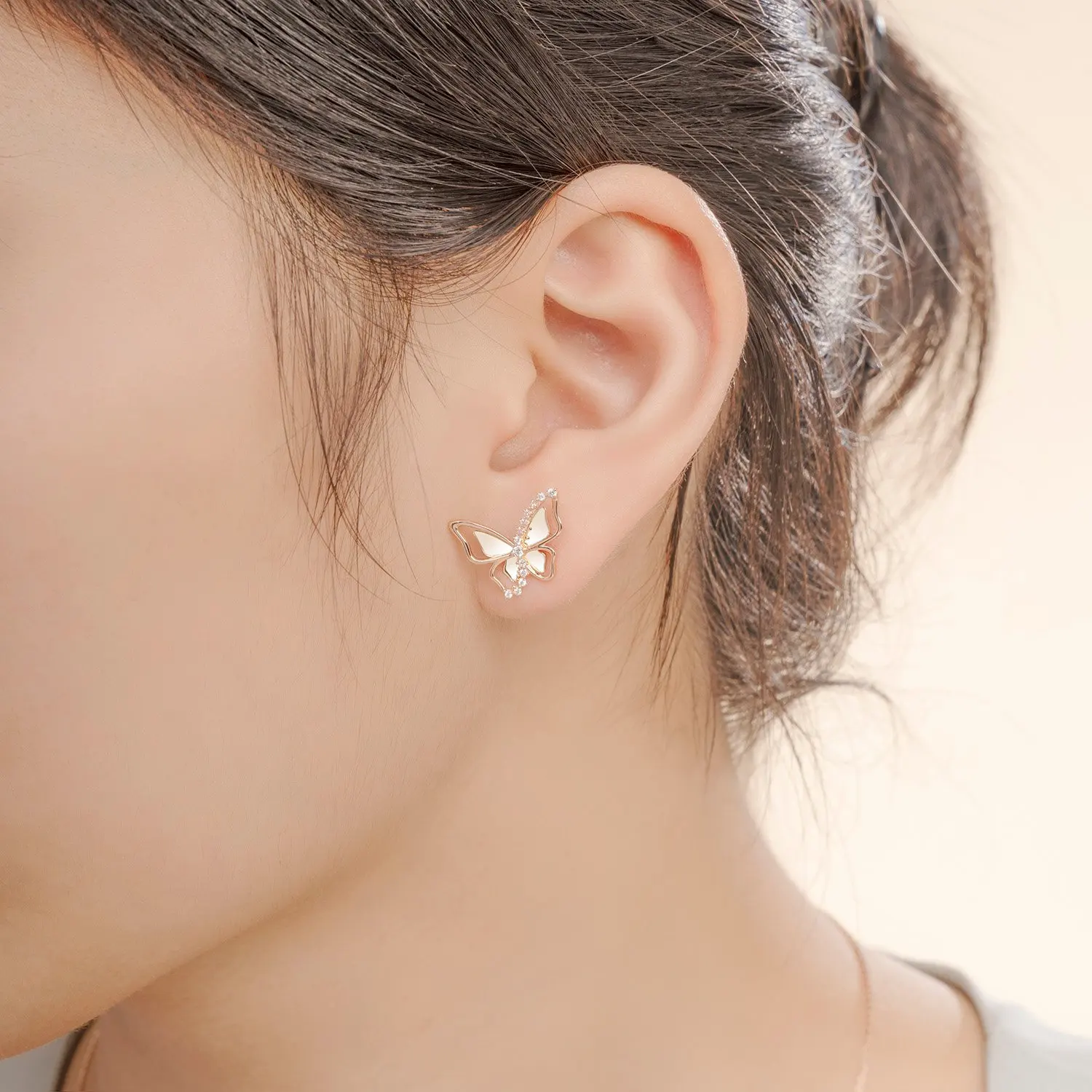 BEST SELLING 14k solid gold jewelry butterfly earrings jewelry for women - HuythanhJewelry - Vietnam manufacturer BTPTB335