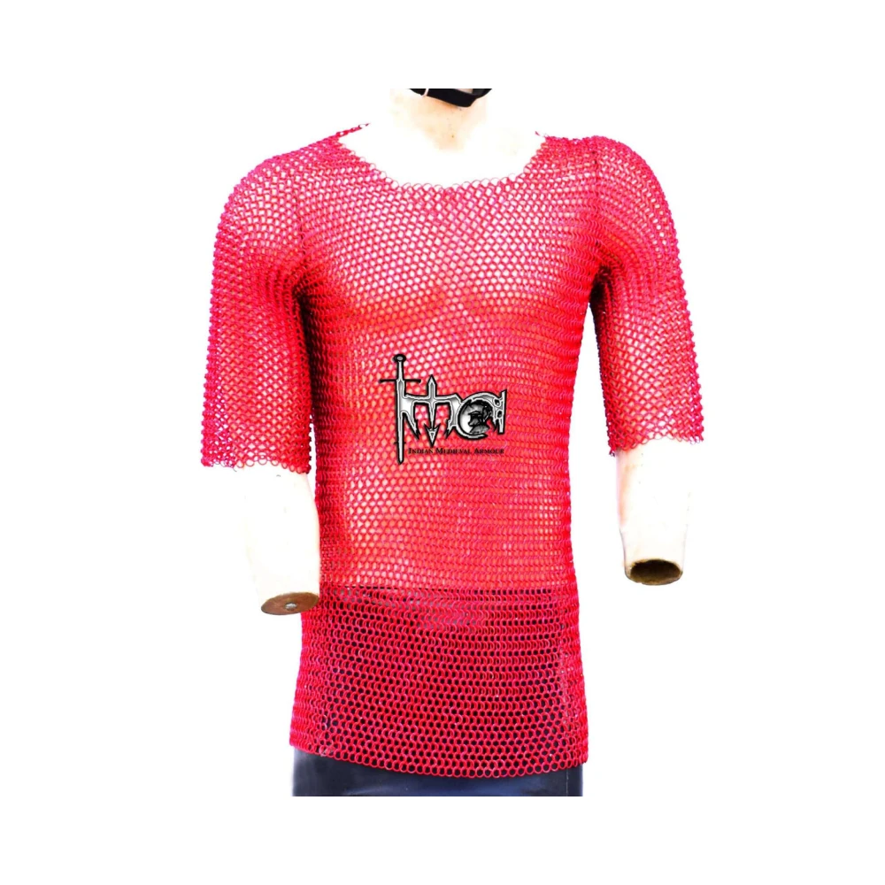 Wholesale Best Quality Antiqued Steel and Aluminum Polished Wire Armour Offset Printing Red Chainmail Shirt Model Unique Gift