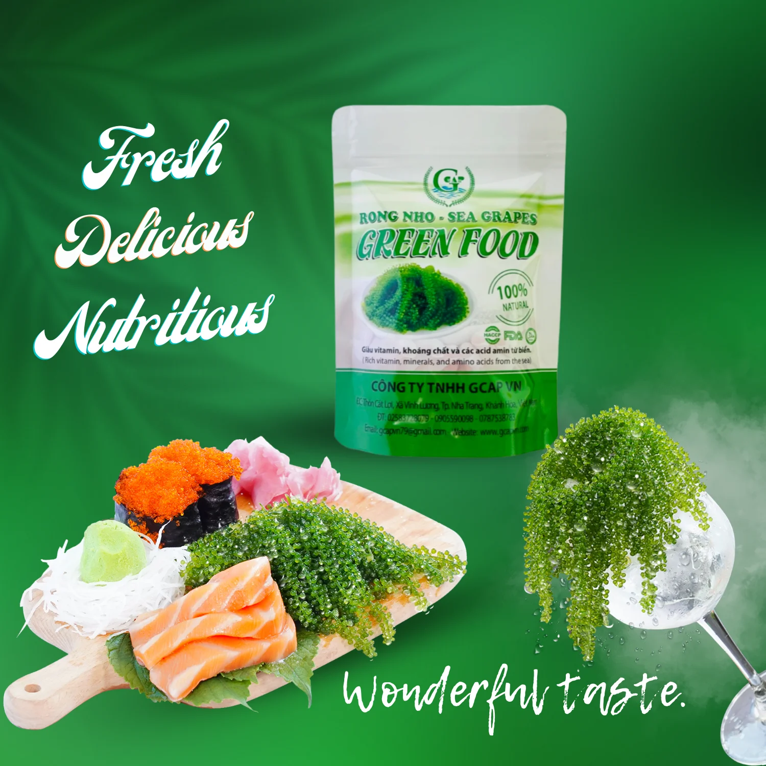 Sea Grapes for sushi sashimi No additives, preservatives or hidden sugars and no cooking required 100 Grams GCAP VN