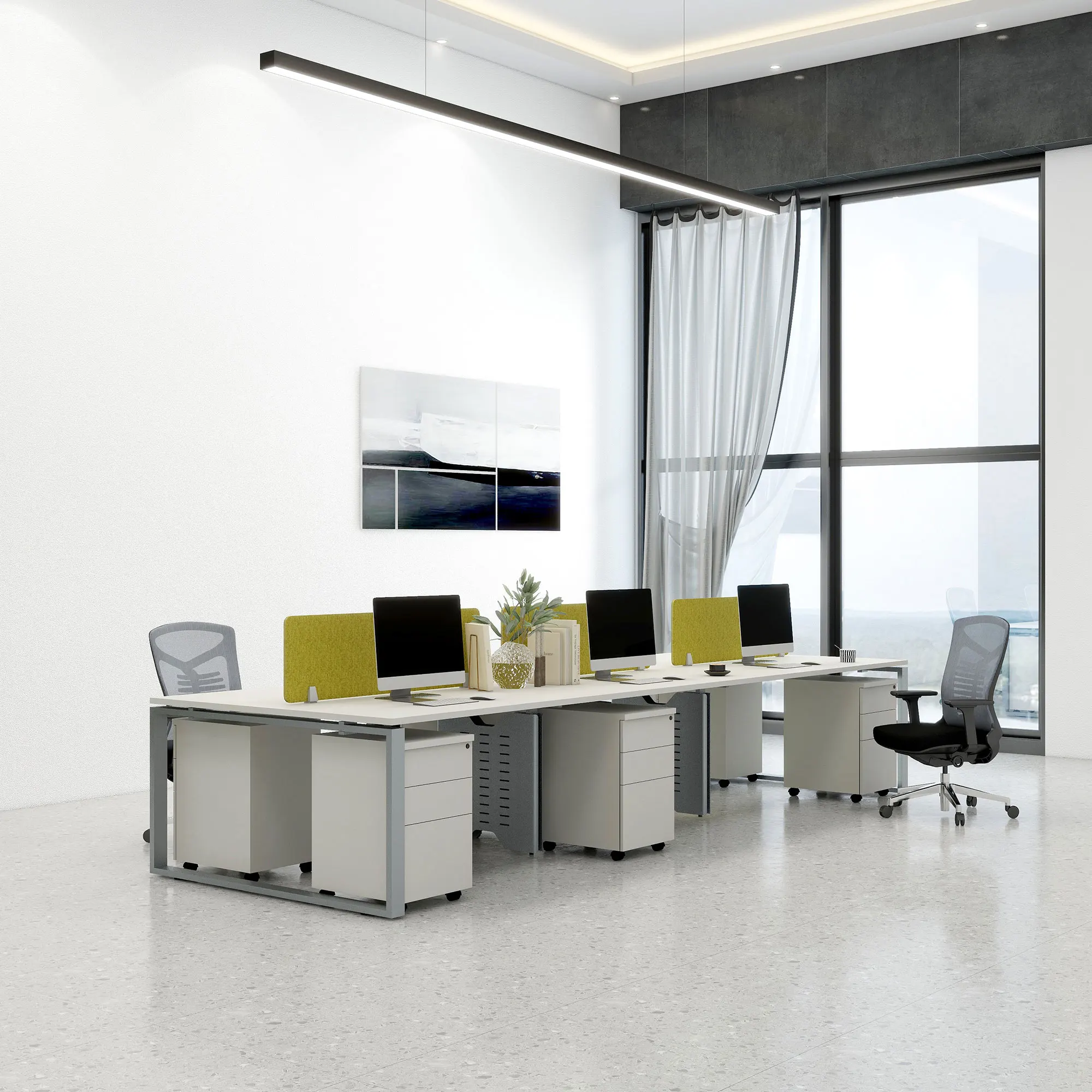 Office Furniture Modern Modular Office Desk 2 4 6 Person Office WorkStation Cubicle For Staff Space