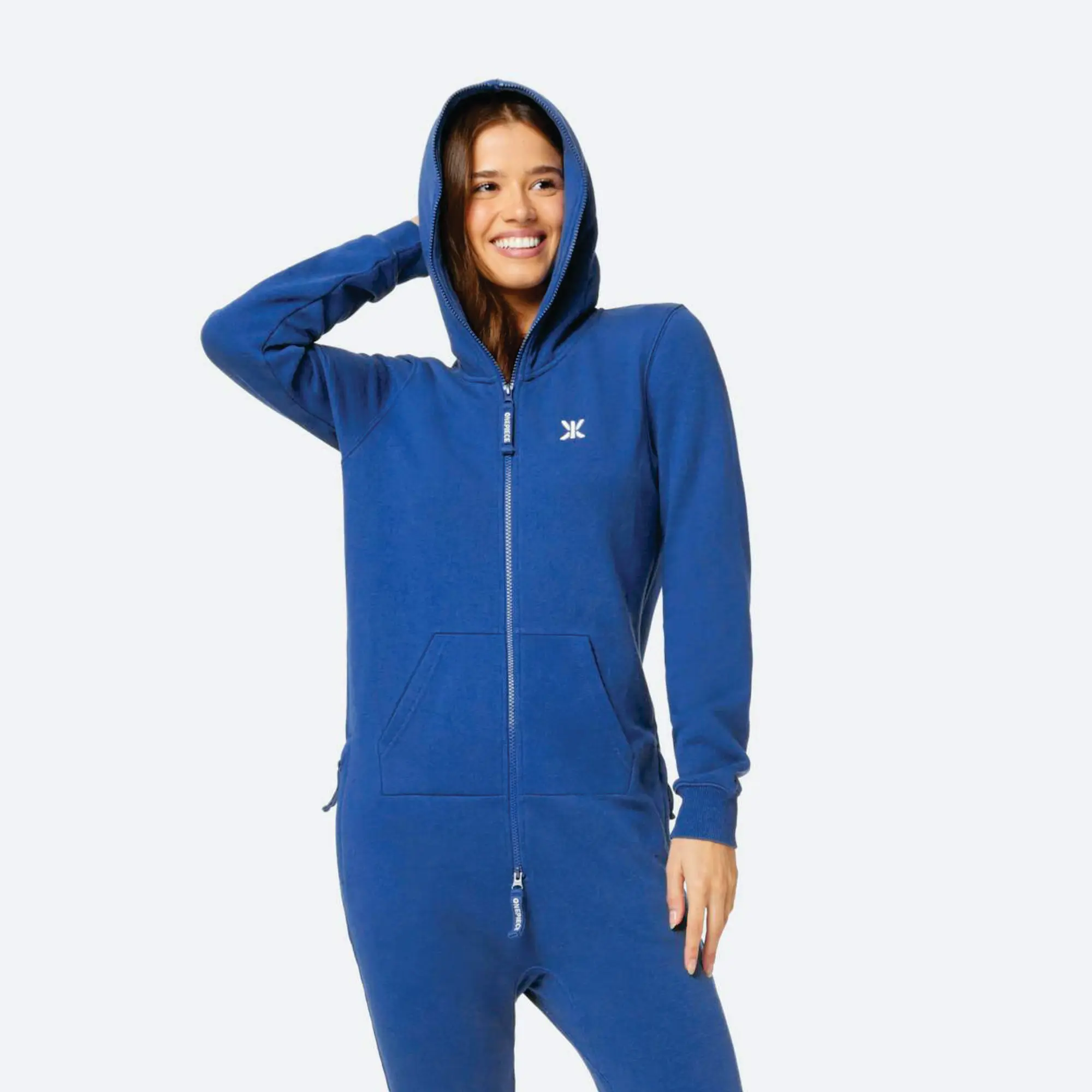 80% Cotton 20% Polyester Brushed Back Cotton On The Inside Two Way YKK Quality Zipper Royal Blue Unisex Original Onesie