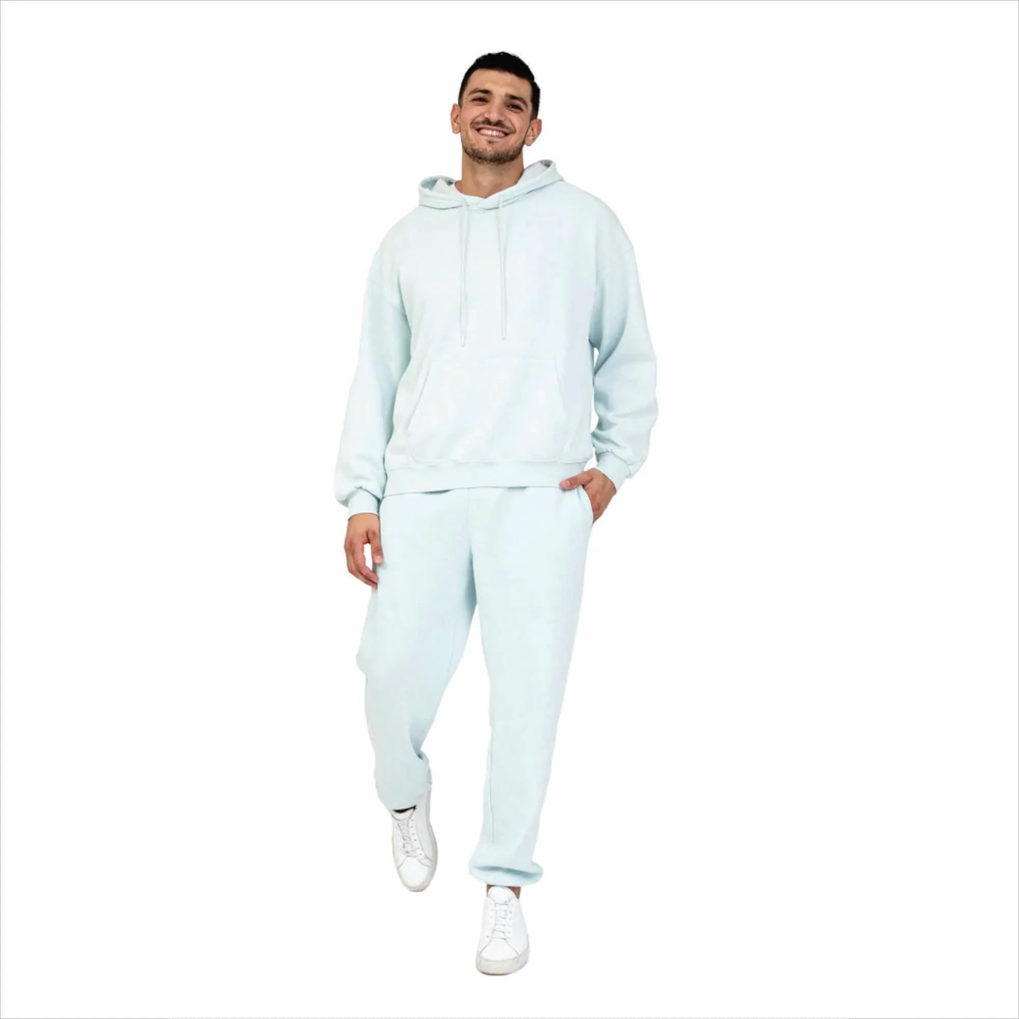 Custom Puff Print Logo Streetwear Blank Vintage Oversized Two Piece Jogger Set Acid Wash Tracksuit for Men