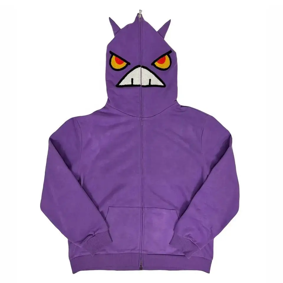 2023 Custom Logo French Terry embroidery Plain Cropped Cotton Breathable full Zip Up Hoodie For Men