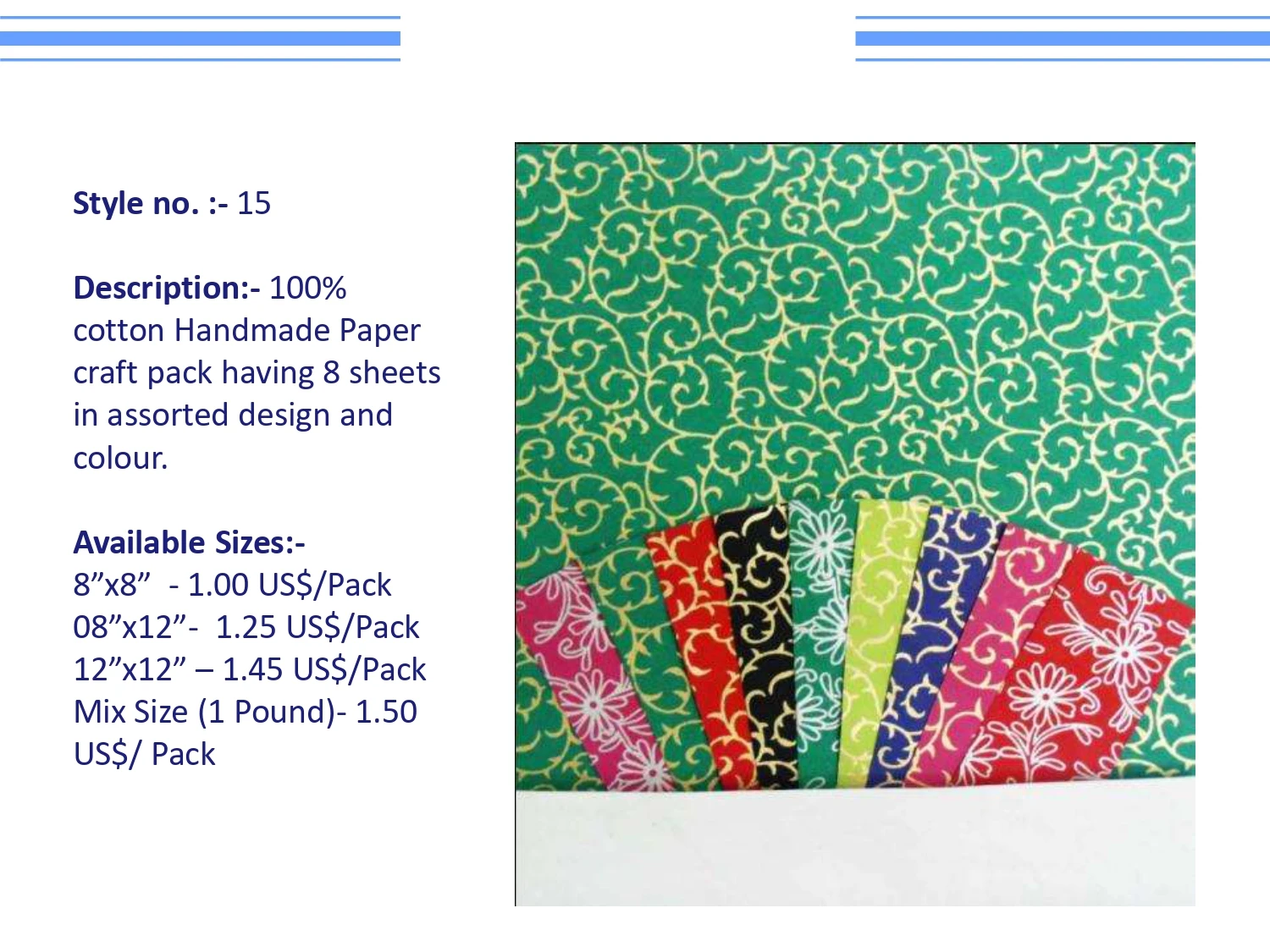 Flower Wrapping Paper handmade cotton rags recycled paper in pack of 8 sheets DIY Crafts Gift Packaging Flower Wrapping Paper