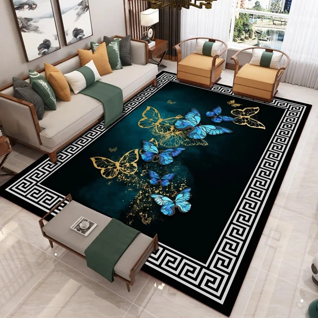 Modern Nordic 3D Butterfly Printed Carpet Living Room Sofa Coffee Table Light Luxury Carpet Family Rug