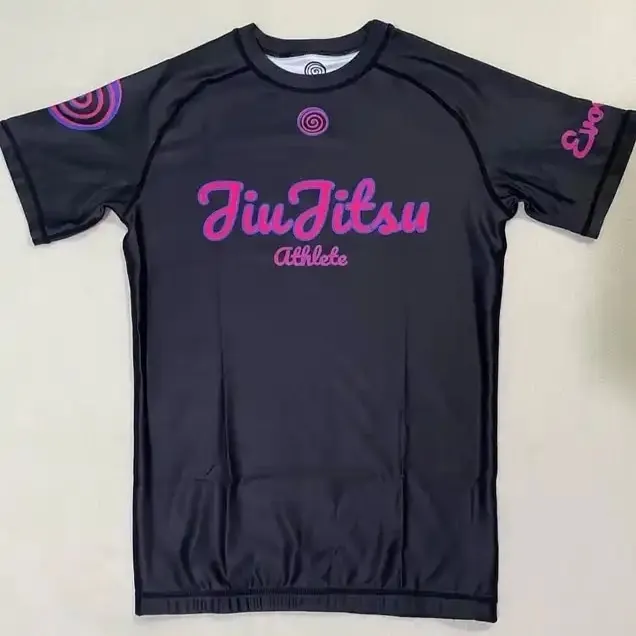 Свой собственный дизайн Rash Guard на заказ mma с длинным/коротким рукавом bjj Man оптом