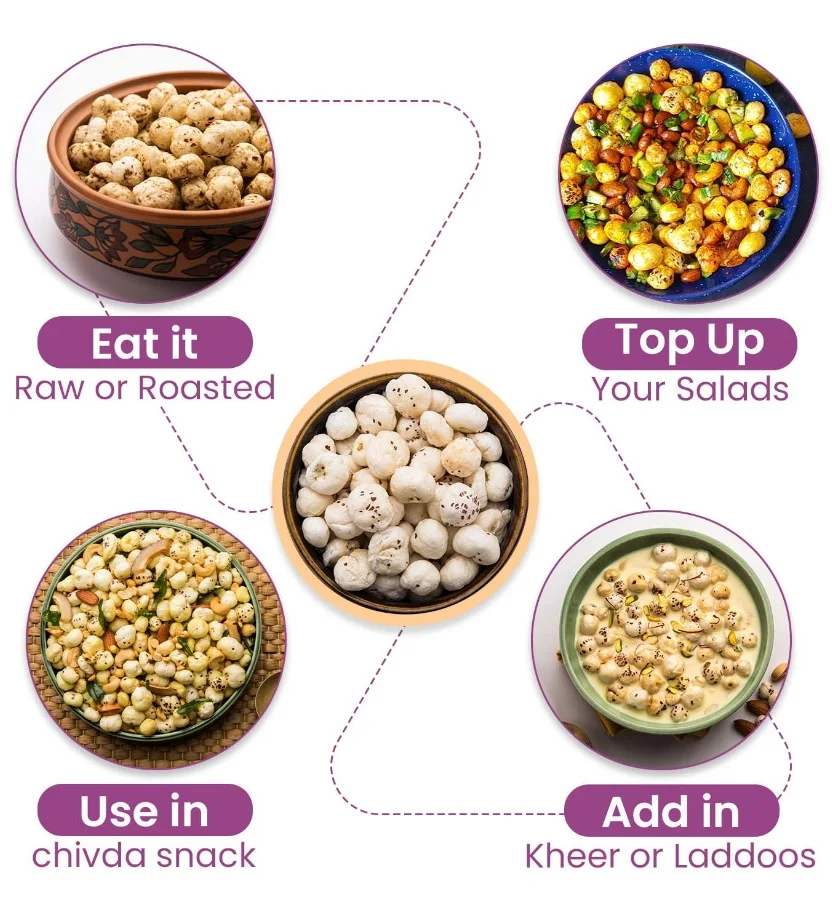 Hand-Picked Fox Nut Makhana 20-28 mm High Quality Indian Organic Smile Flavored High Nutrition /Dried Fruits/Nuts & Kernels
