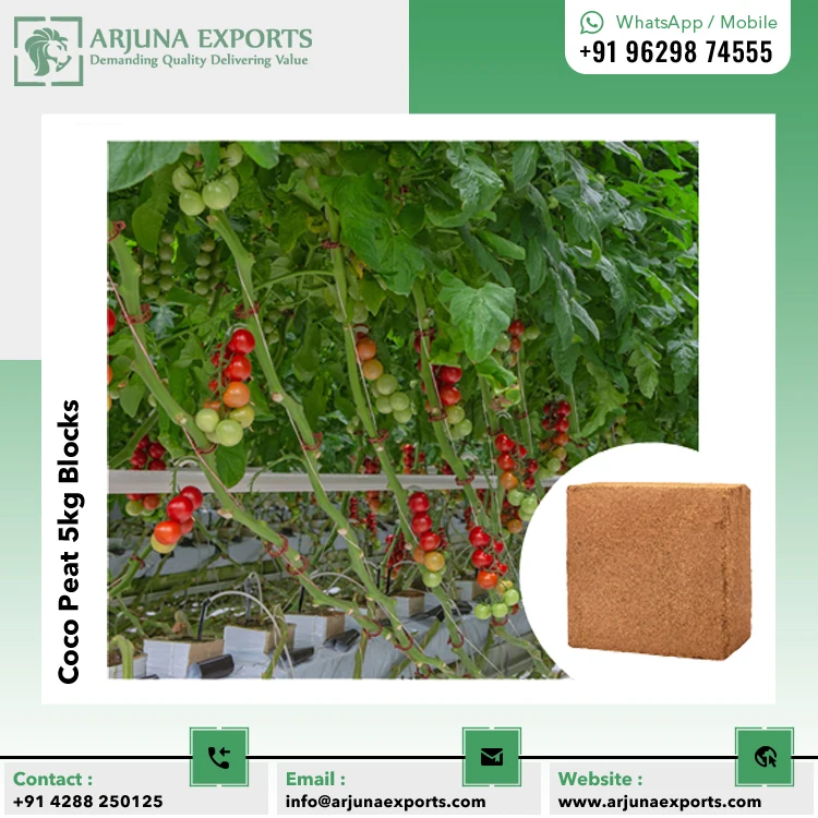 Leading Exports Direct Factory Supply Best Quality Coconut Coco Peat 5kg Block Coir Pith for Seedling Nurseries