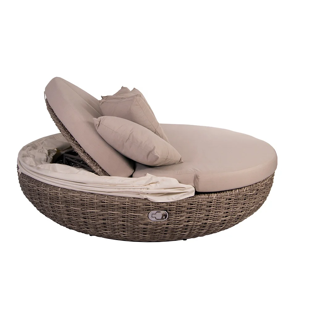 Poly rattan double bed with canopy made in Vietnam sale furniture latest model with special design