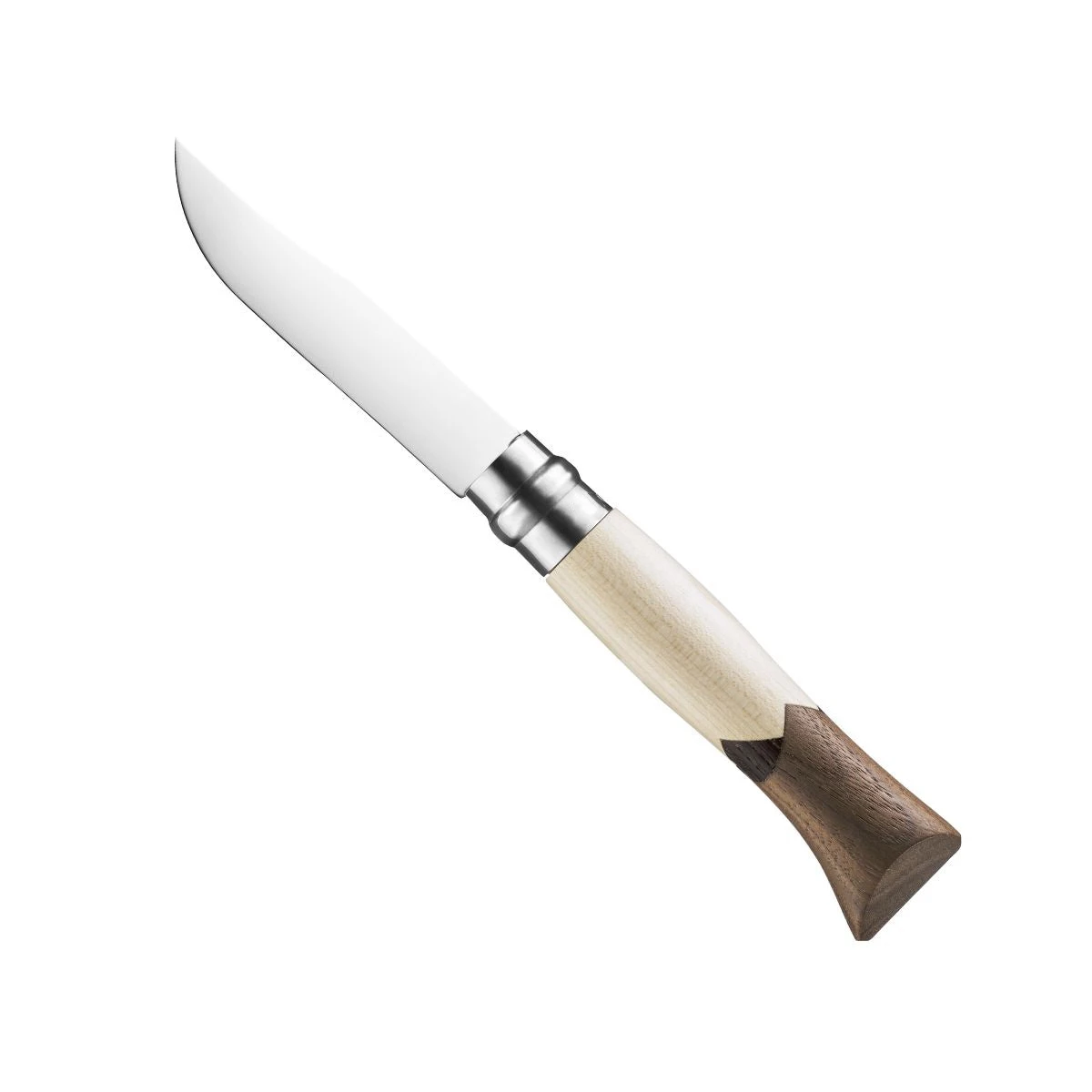Stainless Steel Folding Knife Opinal Knife Walnut Wood Handle Pocket, Folding Knives With Leather Sheath