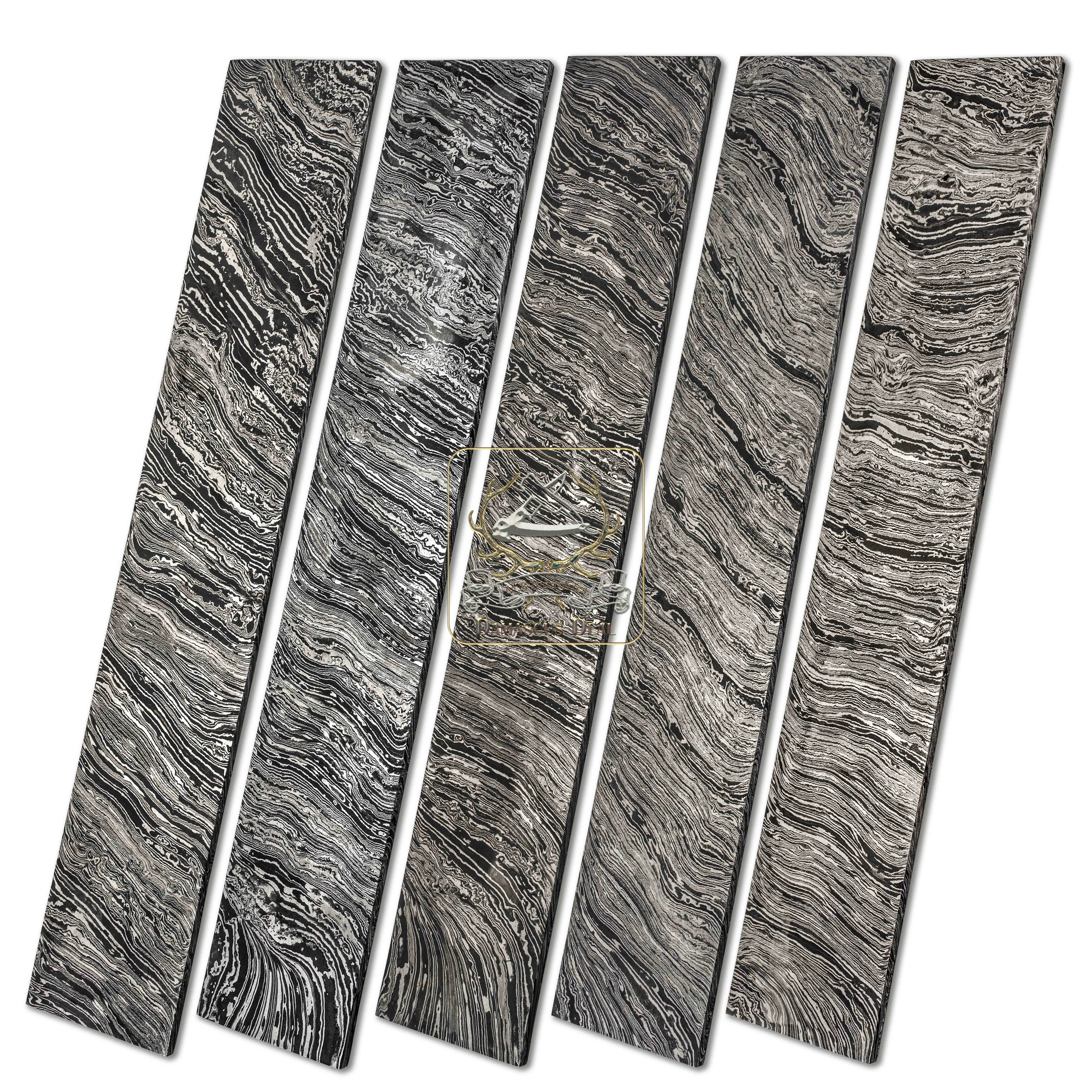 Damascus Steel Billet Fire Pattern DD-Fire-210 for Knife Making Hand Forged Carbon Steel Hardness 58-62 HRC Billet