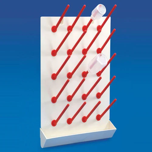 Acrylopitrile Butadiene Styrene/Polycarbonate Draining Rack provides an option for post wash draining of tubes & bottles.