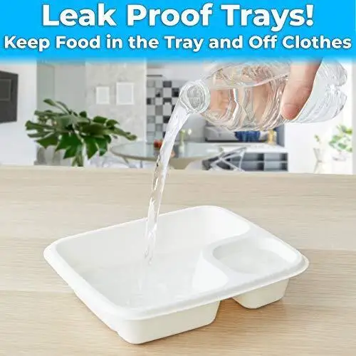 Customized Sugarcane Bagasse Lunch Trays Biodegradable Disposable 2-Compartment Catering Trays