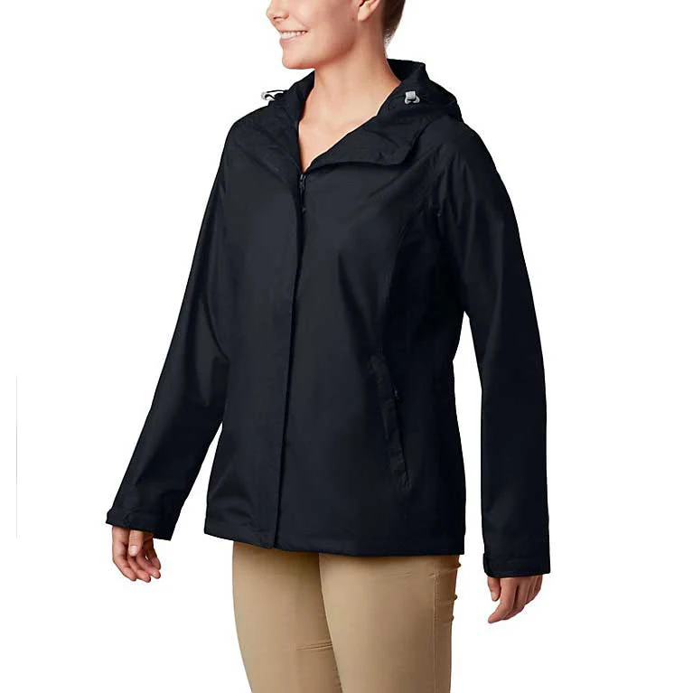 Women Waterproof Lightweight Rain Jacket Nylon Windproof Outdoor Hooded Rain Jacket Plus Size Zipper Raincoat