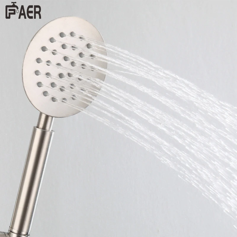 Brief Design Brushed Chrome Stainless Steel Hot Cold in-Wall  Hand Shower Faucet Set Bath Mixer for Bathroom