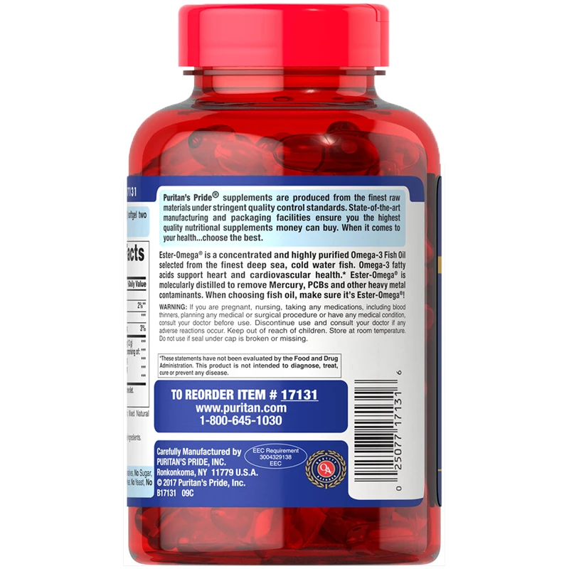 Wholesale Puritans Pride Double Strength Omega 3 Fish Oil 1200 mg/600 mg Omega-3 90 Count Antioxidant USA Distributor