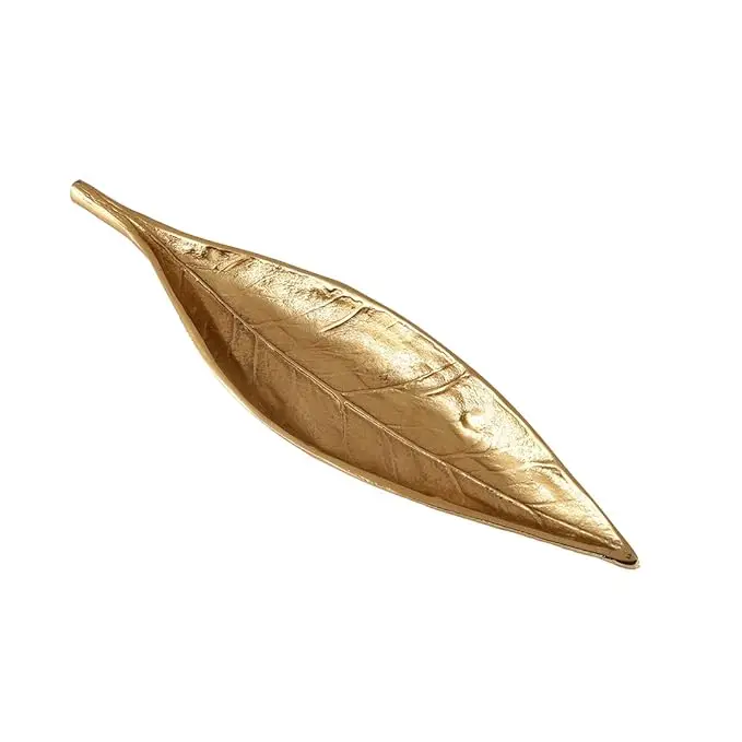 Gold Leaf Decorative Serving Tray Platter Decorative for Center Table Centerpiece Bowl for Home Decor Dish Tray Bowl Gold