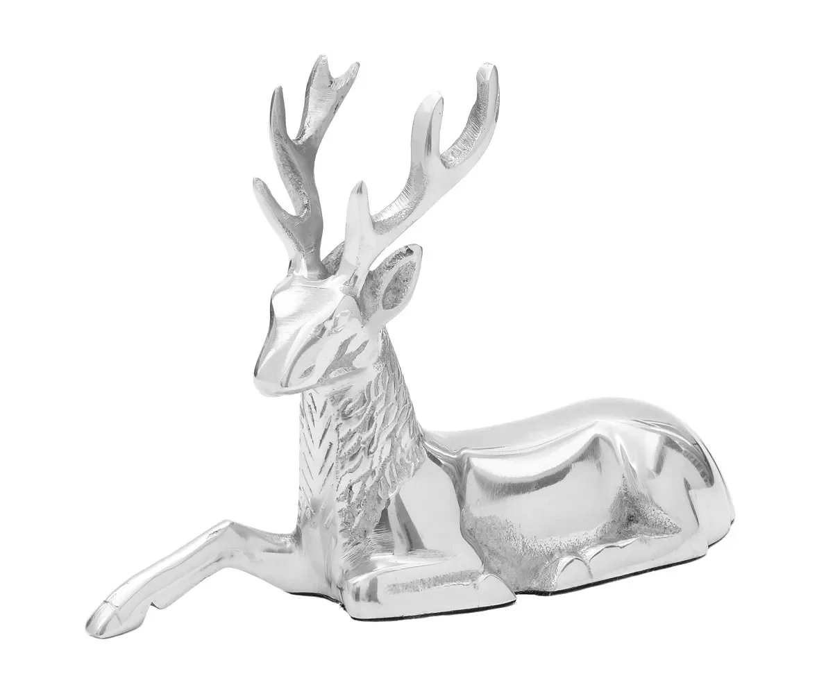 Decorative Figures Dekohirsch Figurine Reindeer Silver Christmas Deer Stag