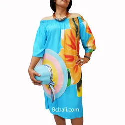 Wholesale Alot Daily Clothing Women Fashion Poncho Dress Rayon Hand Painting with Flower Direct From Bali Batik Hand Painting