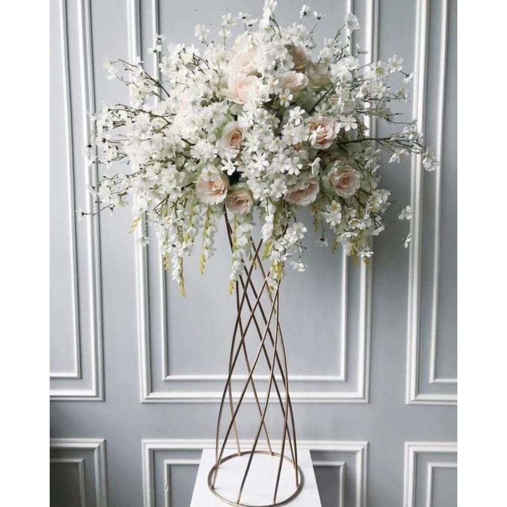 Home Wedding Decoration Centerpieces Spiral Design High Quality Metal Gold Flower stand Tabletop Centerpieces Wedding Flowers