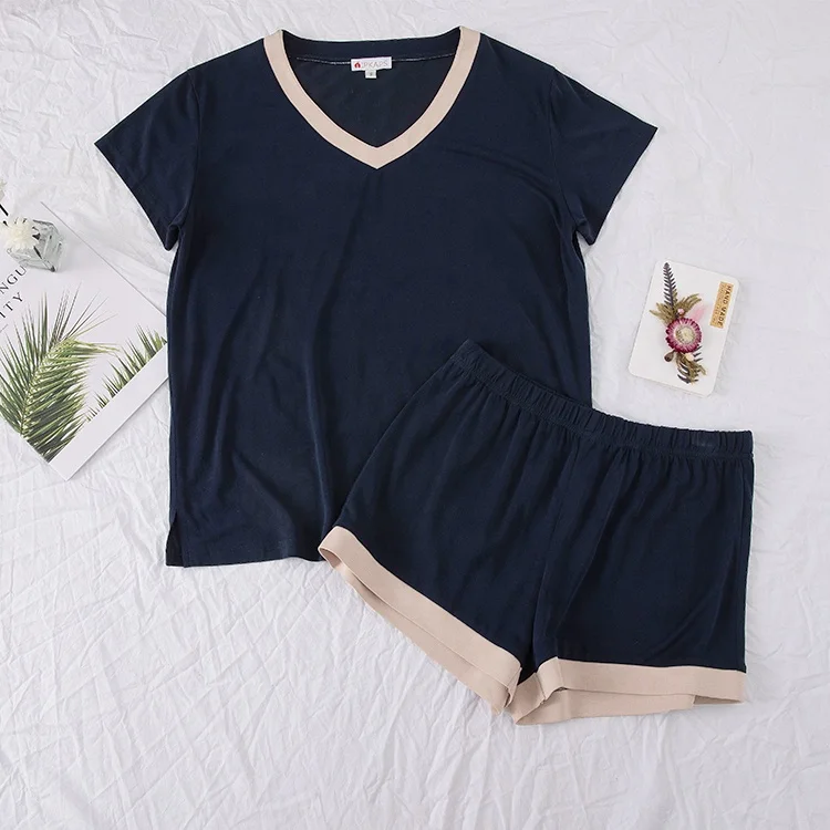 Custom Wholesale Ladies Soft Comfortable Bamboo Viscose Pyjamas Women 2 Piece Sleepwear Sets Pajamas Short Sets For Women