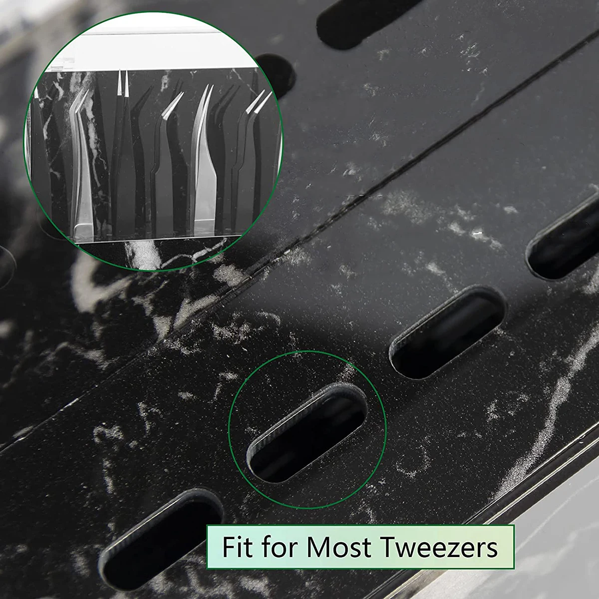 Custom marble 8 Slots Transparent acrylic tweezer stand eyelash extension tweezer holder box with Dust cover