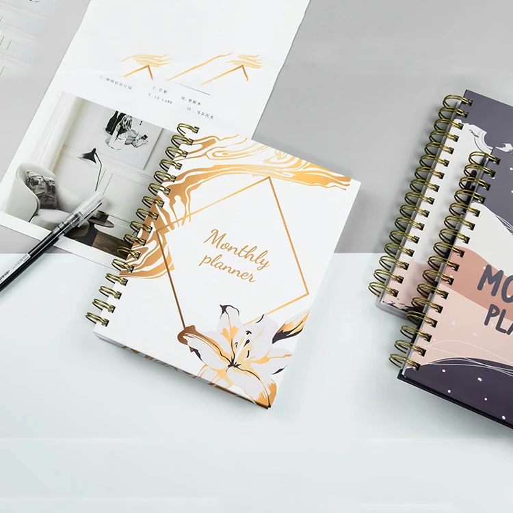 Hard Cover Notebook Custom A5 2024 Planner To Do List Planner Travel Journal Notebook With Spiral Binding