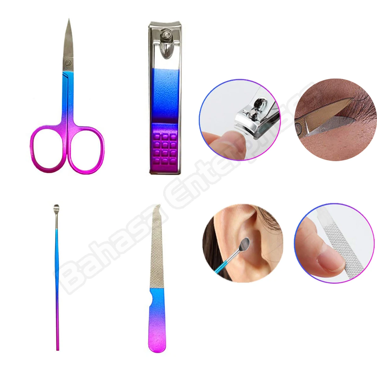 Small Manicure Pedicure Sets 4Pcs Nail Clipper Sets Stainless Steel Professional Nail Cutter Kits with Travel Case