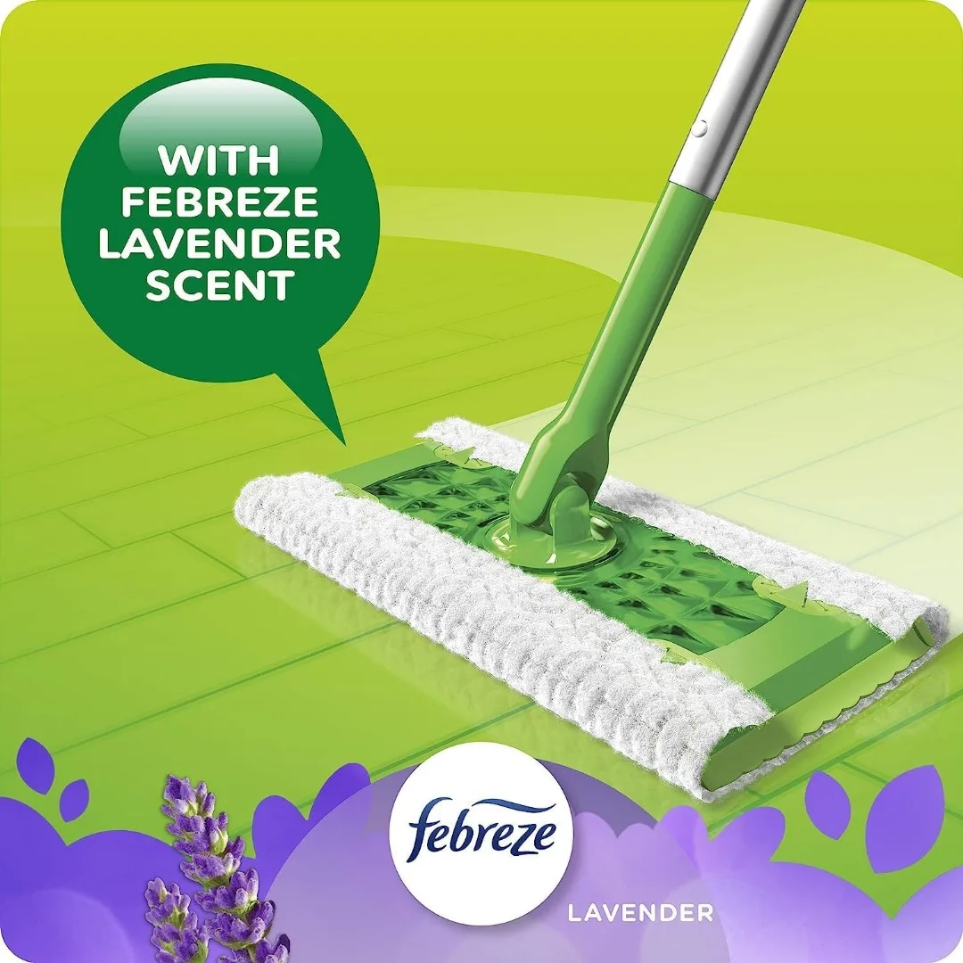 Swiffers Sweeper Dry + Wet XL Sweeping Kit, 1 Sweeper, 8 Dry Cloths, 2 Wet Cloths