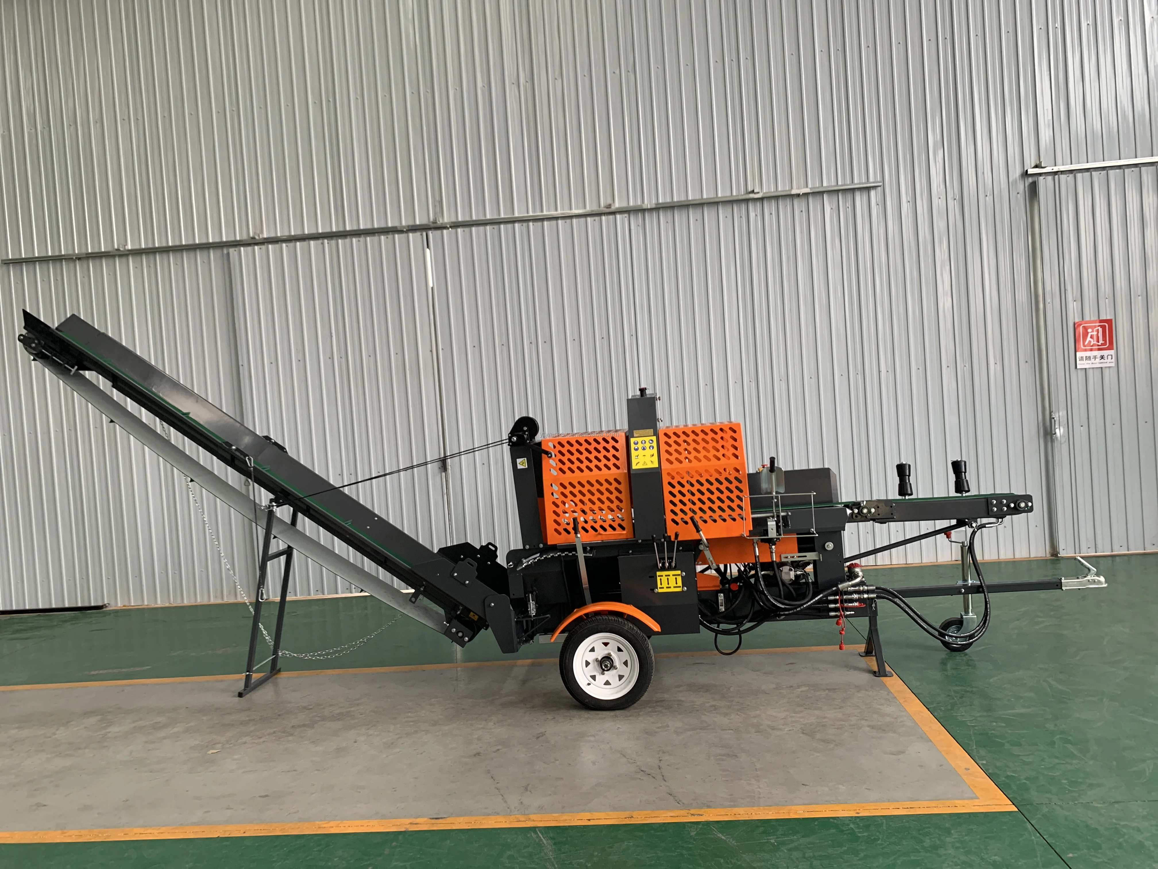 Powerful gas wood log cutter and splitter firewood processor with function lever