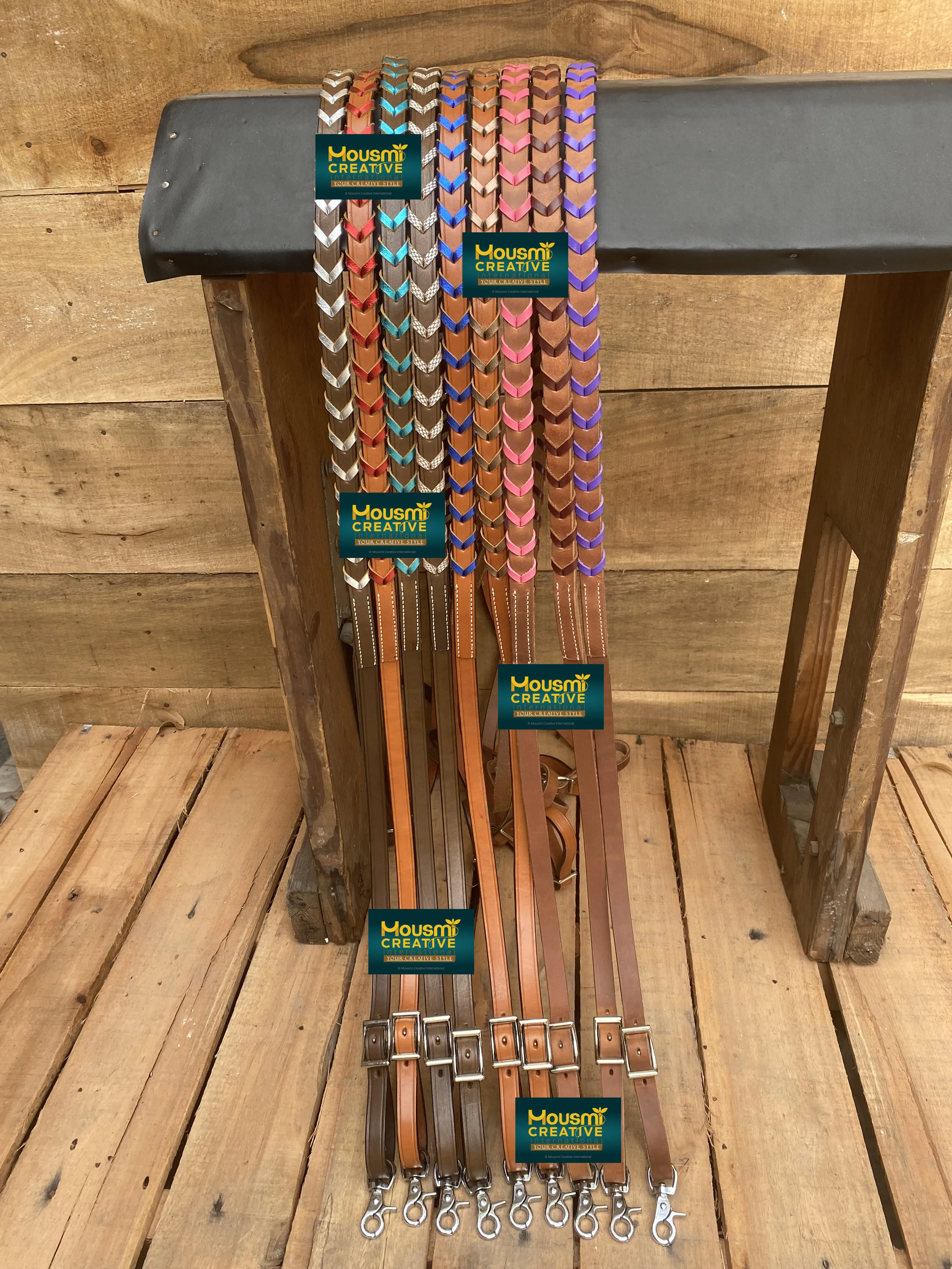 Custom Laced Braided Rein Western Horse Lace Foil Braided OEM Argentina Cowhide Leather Rein Multiple Colours Of Lace Available