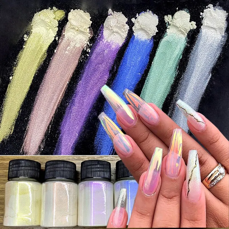 Mermaid Glitter Chrome Holographic Nail Art Acrylic Powder Aurora Pigment For Nails Dipping Powder