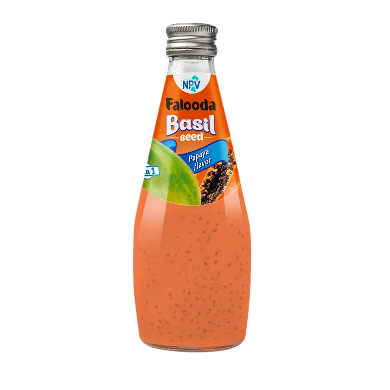 Hot Trending Falooda Basil Seed Drink With Papaya Flavor 290ml Glass Bottle - High Quality HALAL ISO Certification Good Price